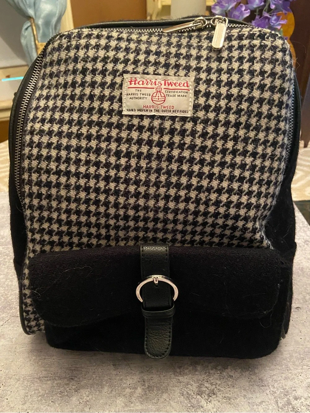 Harris Tweed Glen Appin Naver Scottish Houndstooth Wool Backpack